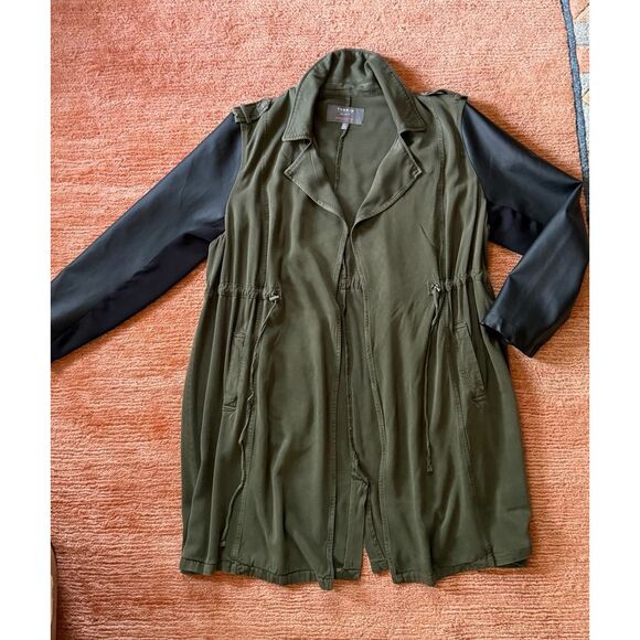 Torrid Twill Faux Leather Anorak Jacket Olive Size 2/US 2X Rayon Blend - Picture 4 of 10